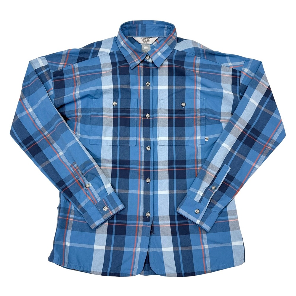 Mountain Hardwear Shirt Womens Size Small Blue Plaid Canyon Button Down Hiking